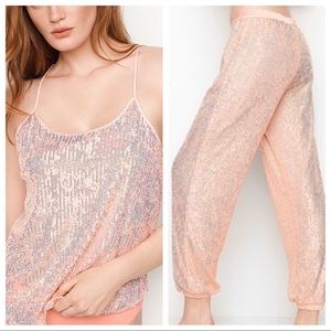 Victoria Secret Pink Sequin Lounge Pajamas - Large